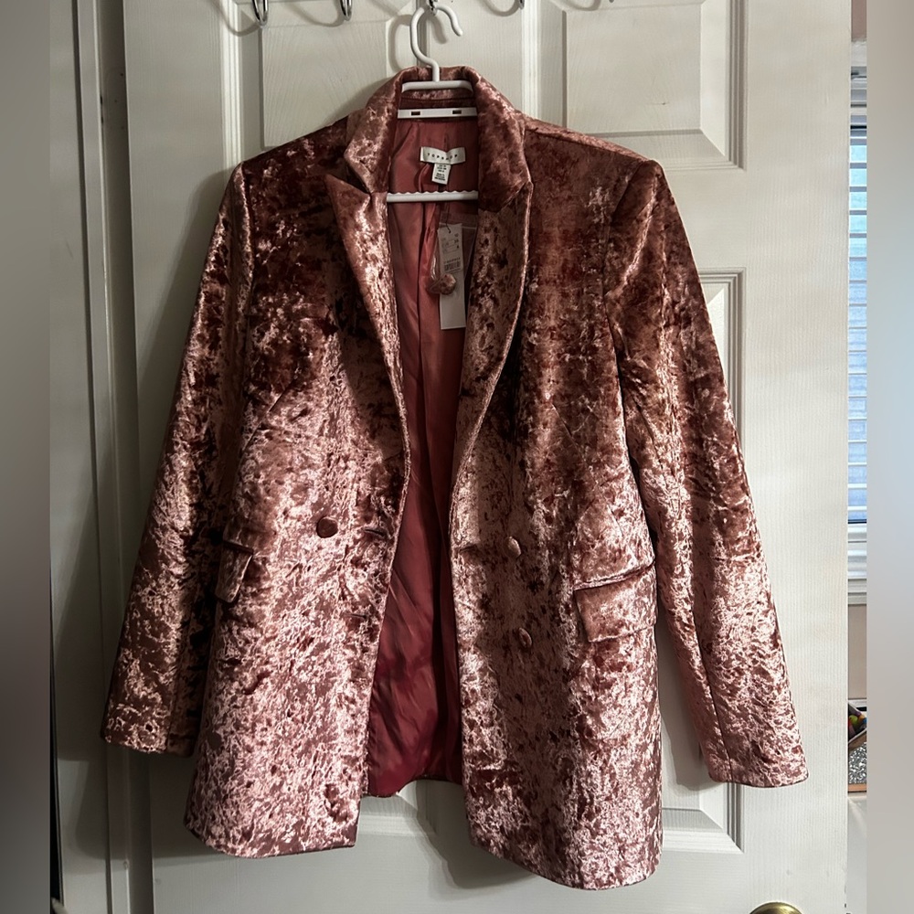Matching Set Topshop Rose Velvet Blazer and Pants (Brand New with tags)